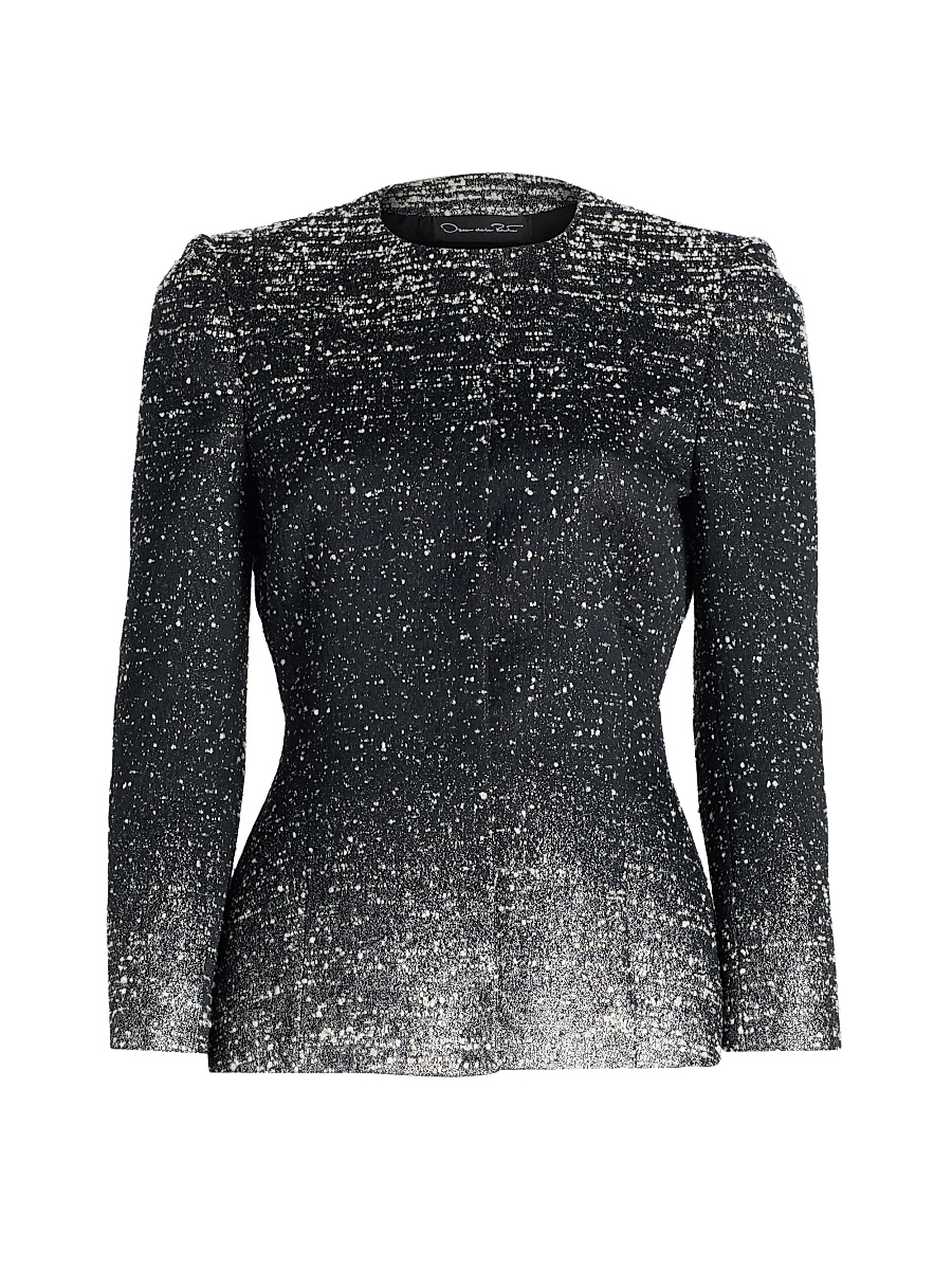 Women's Metallic Ombré Bouclé Knit Jacket - Black Ivory
