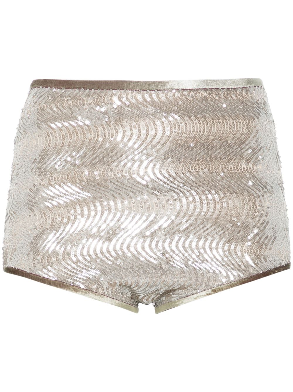 Sequinned high-waist shorts - Silver