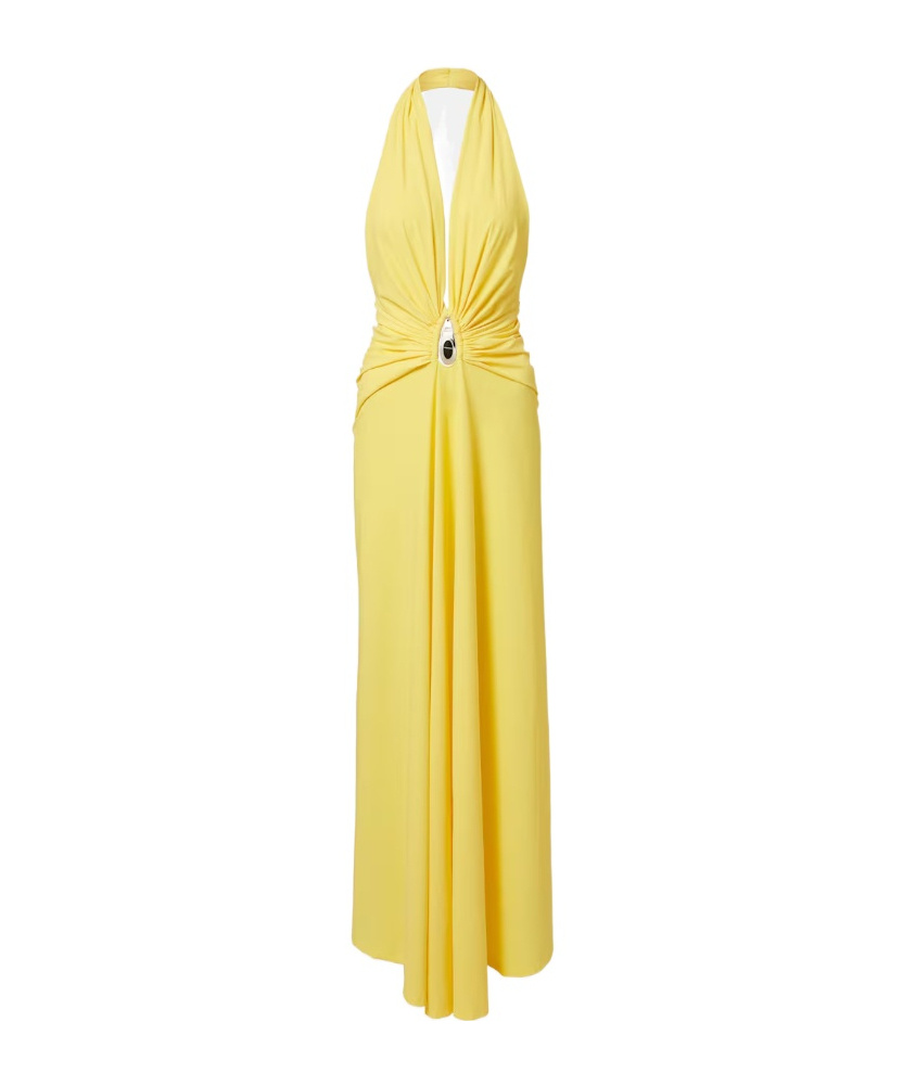 Embellished ruched jersey maxi dress