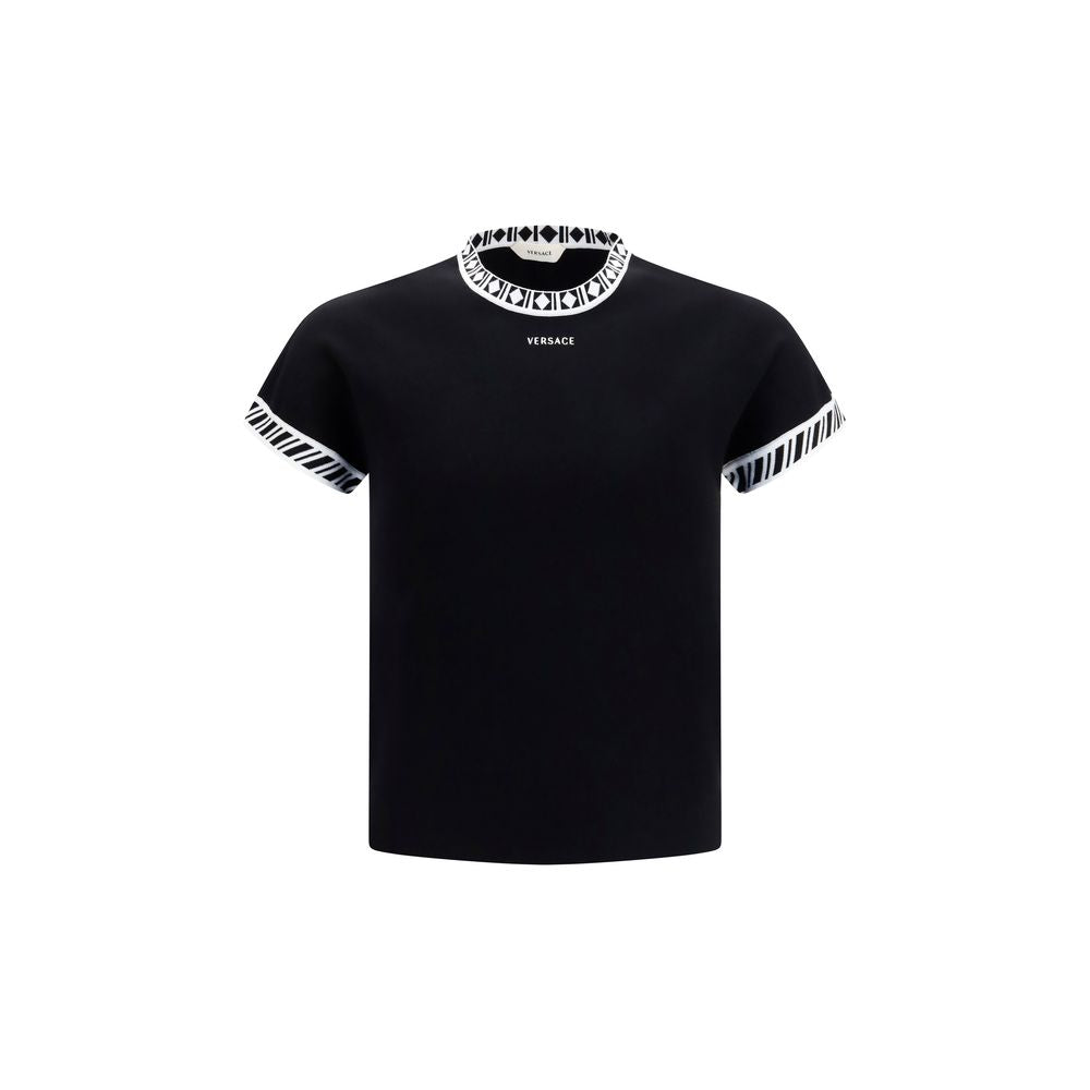 Graphic-Trimmed Cotton T-Shirt — Black