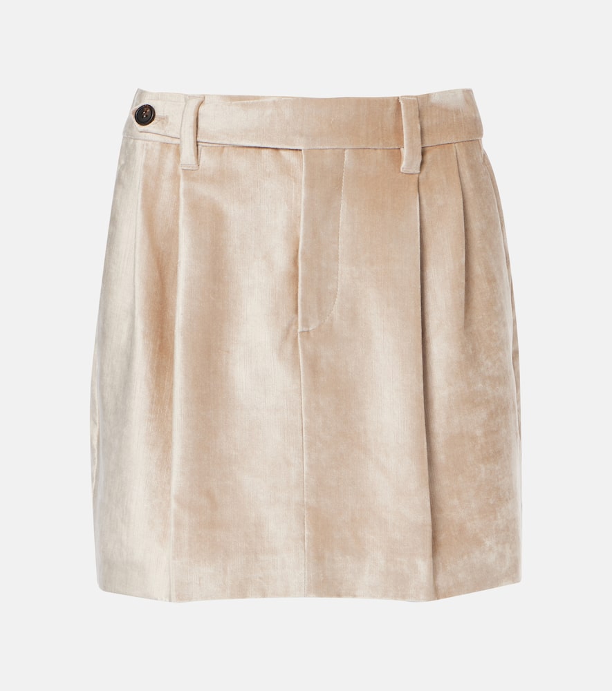 Cotton-blend velvet miniskirt