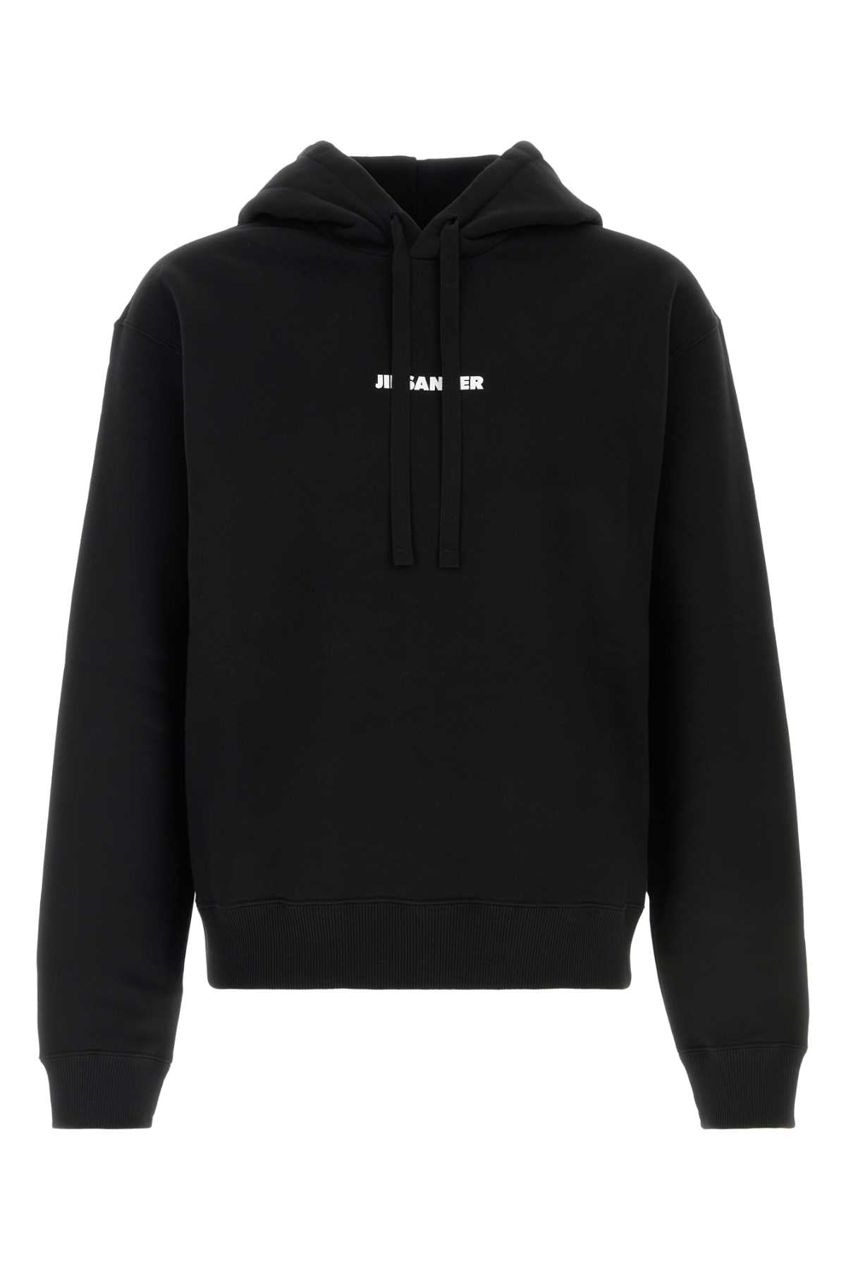 Logo-Embroidered Cotton Hoodie — Black