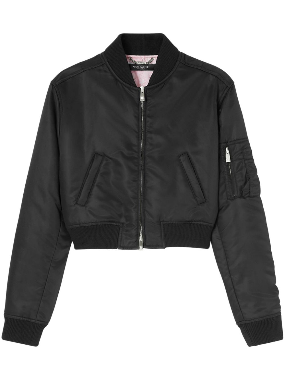 Padded cropped bomber jacket - Black