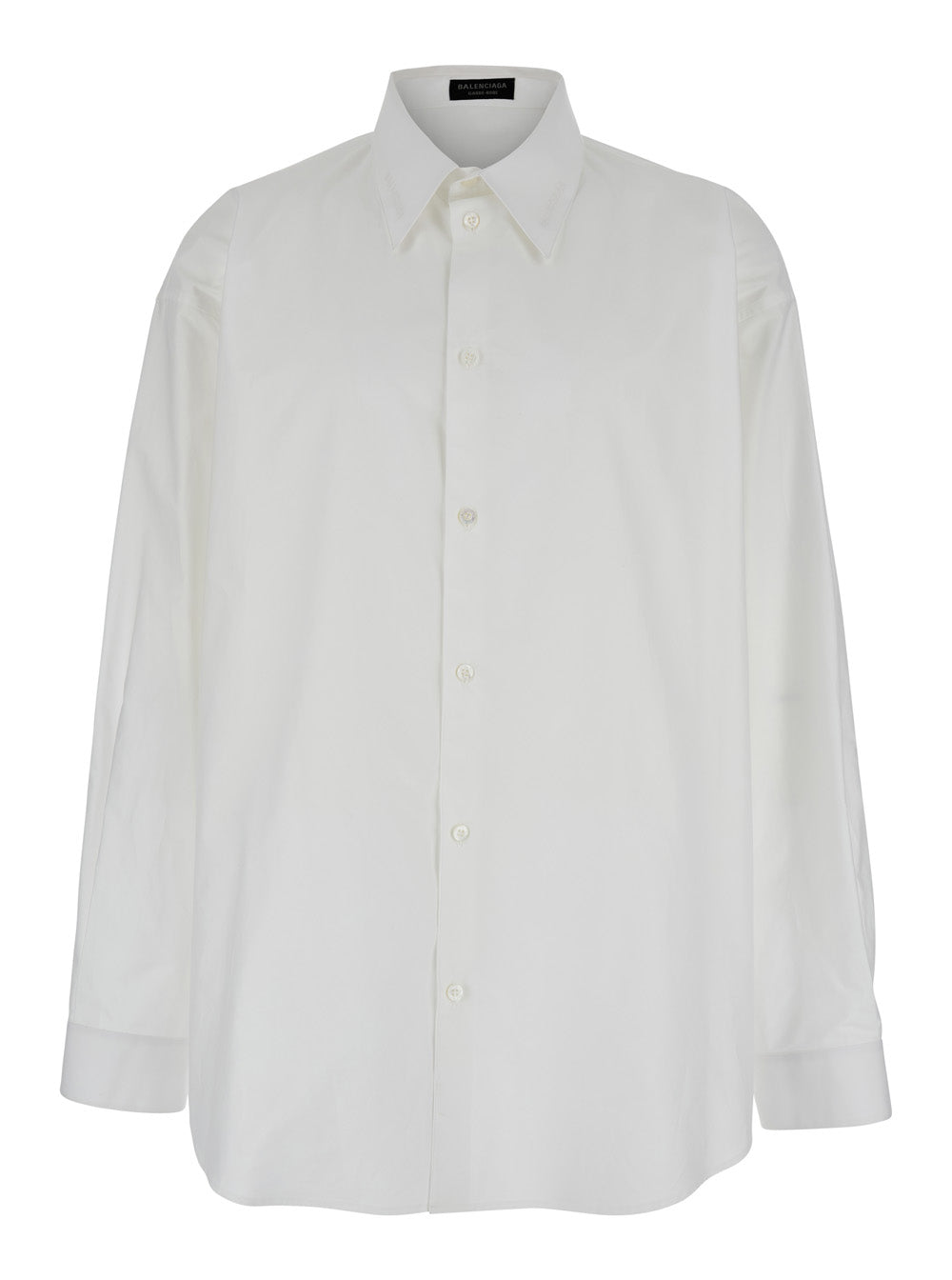 Cotton with Pointed Collar Shirt — White