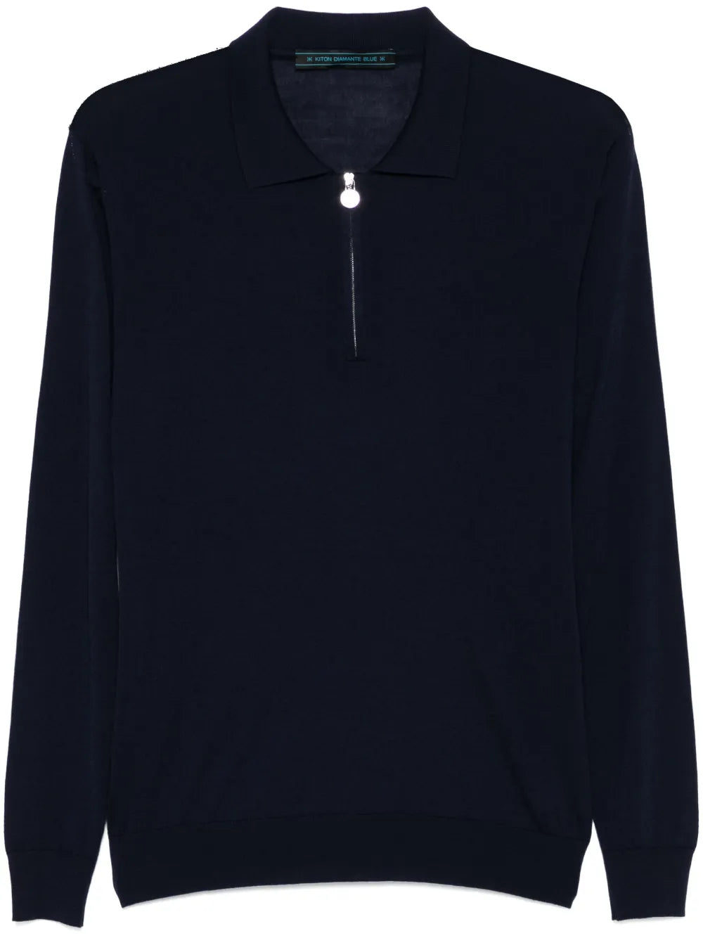 Fine-Knit Wool Polo Shirt — Midnight Blue