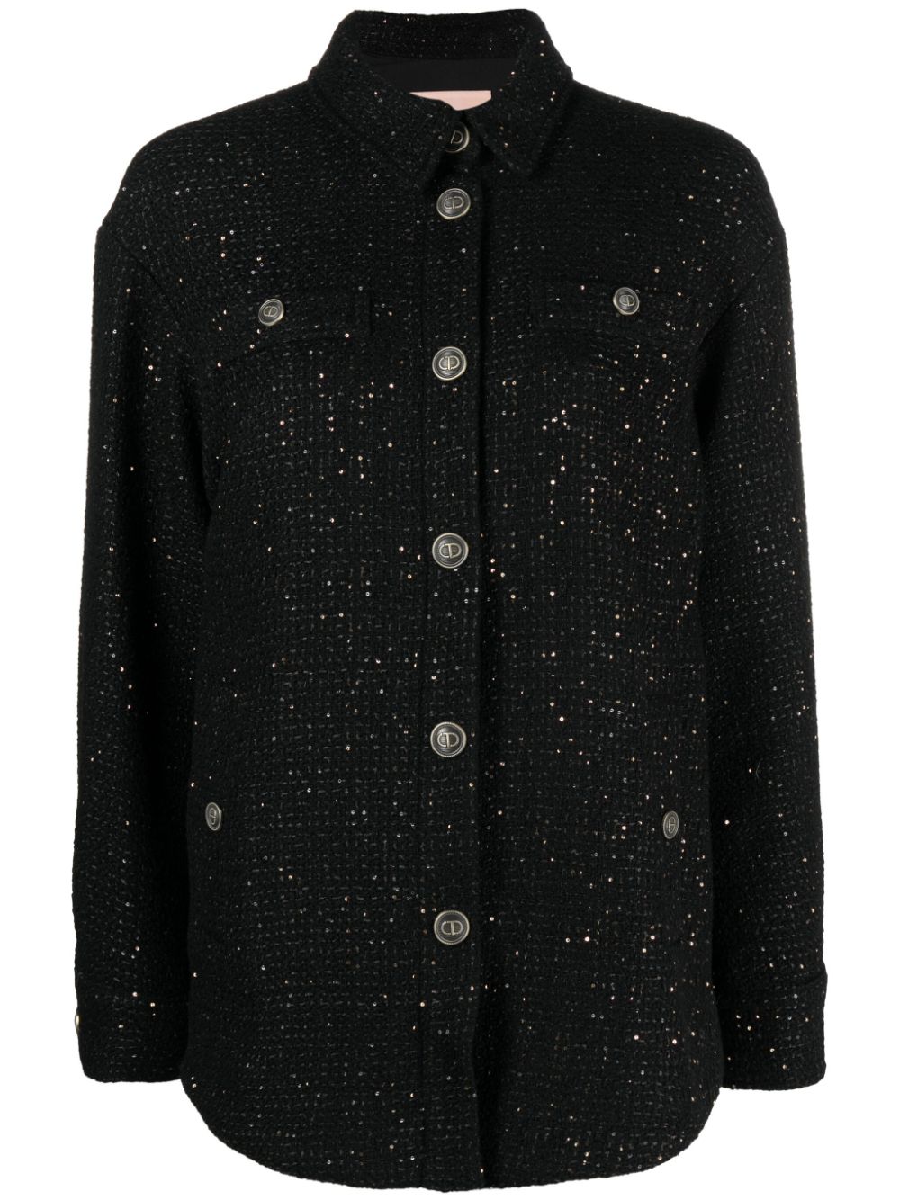 Sequin-embellished bouclé jacket - Black