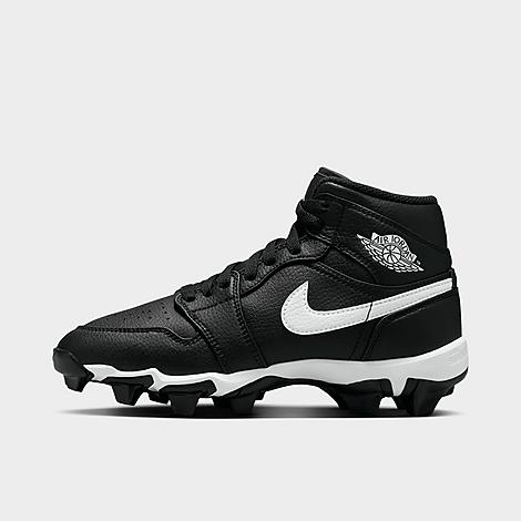 Big Kids Air Retro 1 Mid Cleats in Black/White
