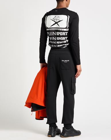 Man Pants Black Size L Cotton, Elastane