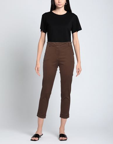 Woman Pants Brown Size 10 Cotton, Elastane