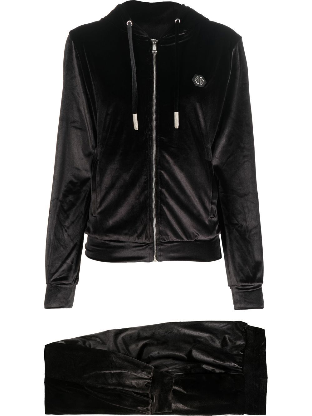 Logo-patch velvet-cotton trousers - Black
