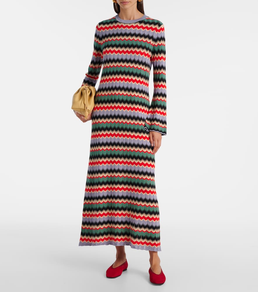 Miller chevron cotton midi dress