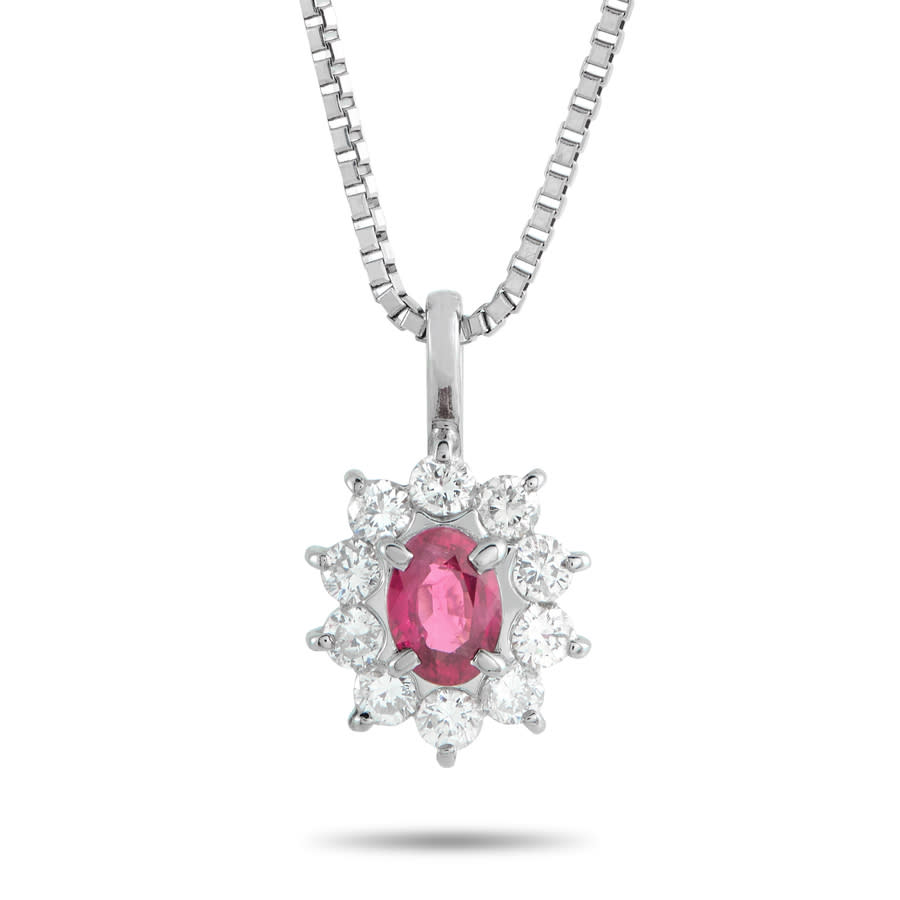 Pre-Owned Platinum 0.48ct Diamond and Ruby Pendant Necklace MF27 031626