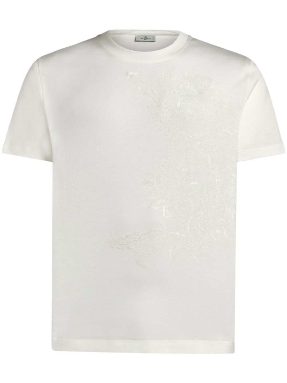 Embroidered-design cotton T-shirt - White