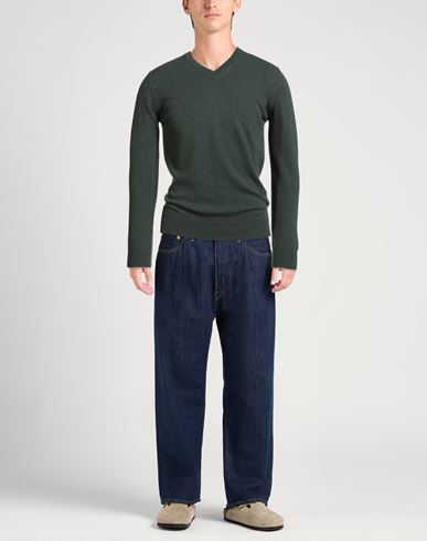 Man Sweater Dark green Size 38 Geelong Wool