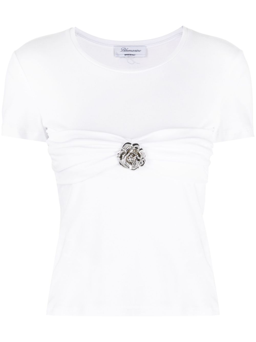 Rose-brooch cotton T-shirt - White