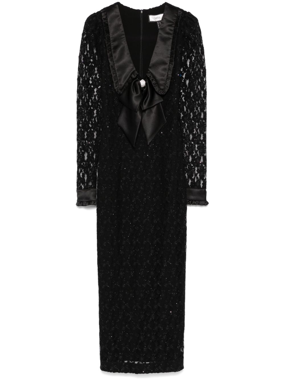 Floral-lace maxi dress - Black