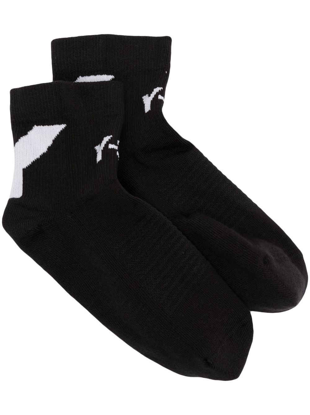 Intarsia-knit logo socks - Black