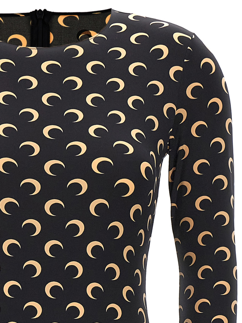 Moon-print jersey catsuit - Black