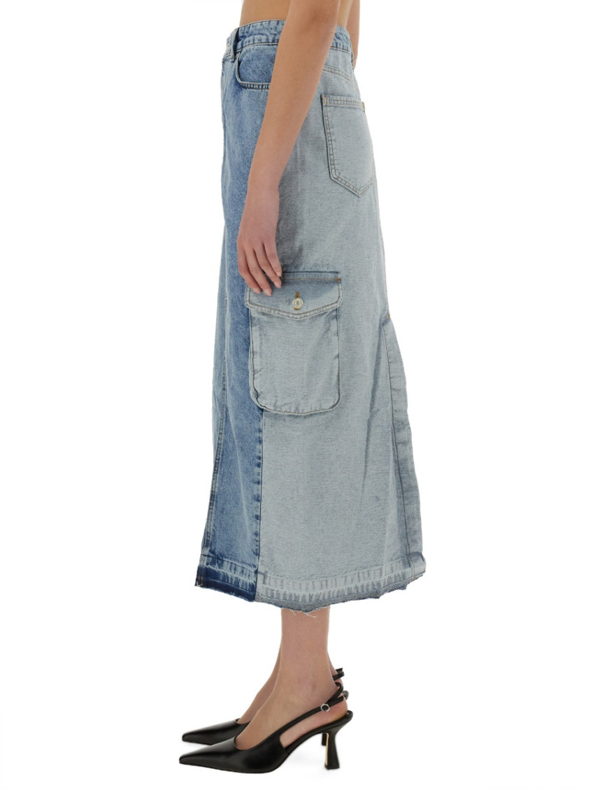 Moschino - long denim skirt with pockets and loop