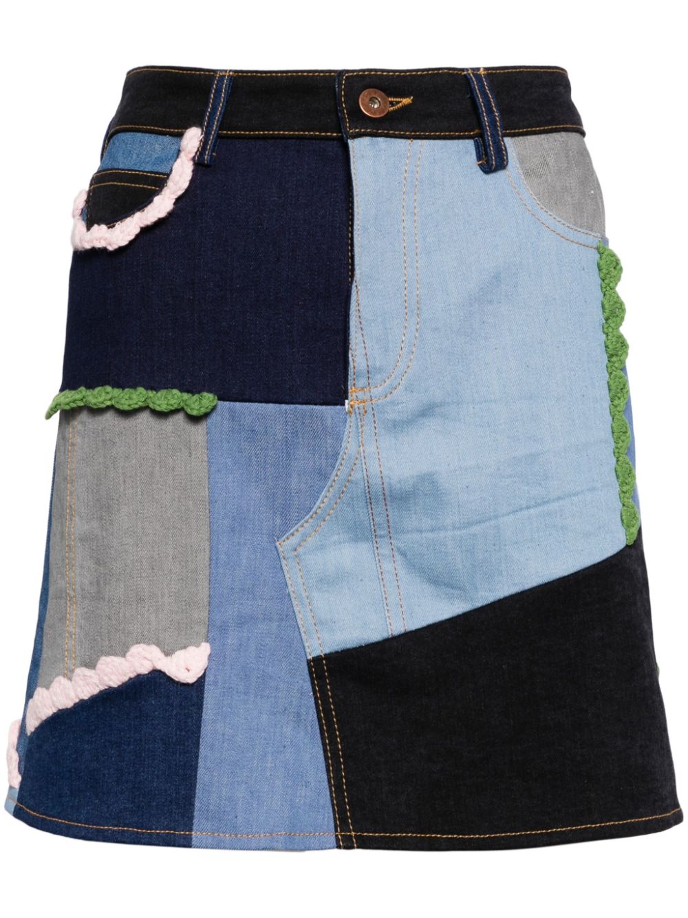 Patchwork denim miniskirt - Blue
