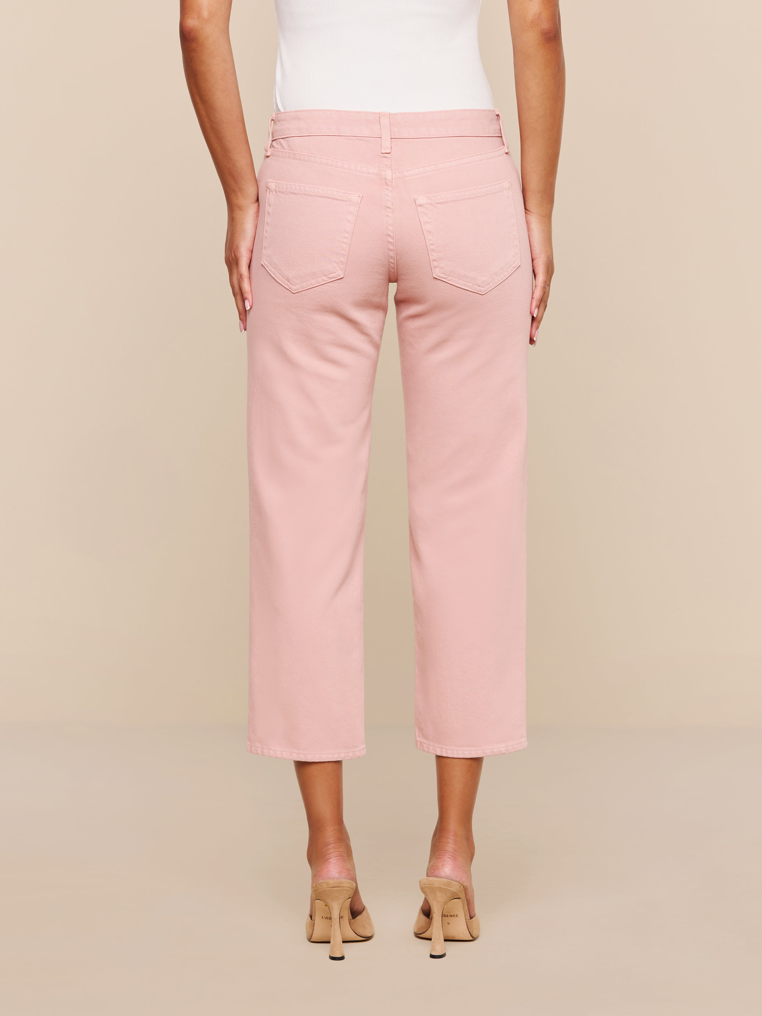 Blaine Cropped Stovepipe Jean In Misty Rose Destruct