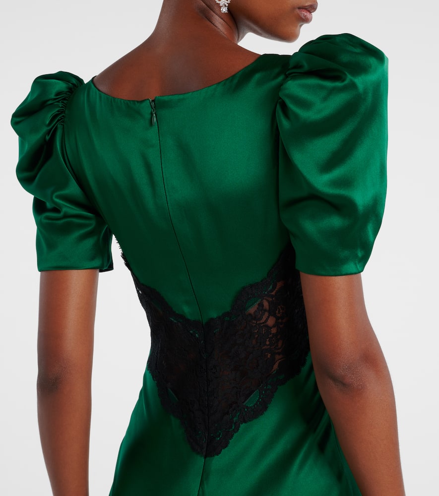 Lace-trimmed silk cocktail dress