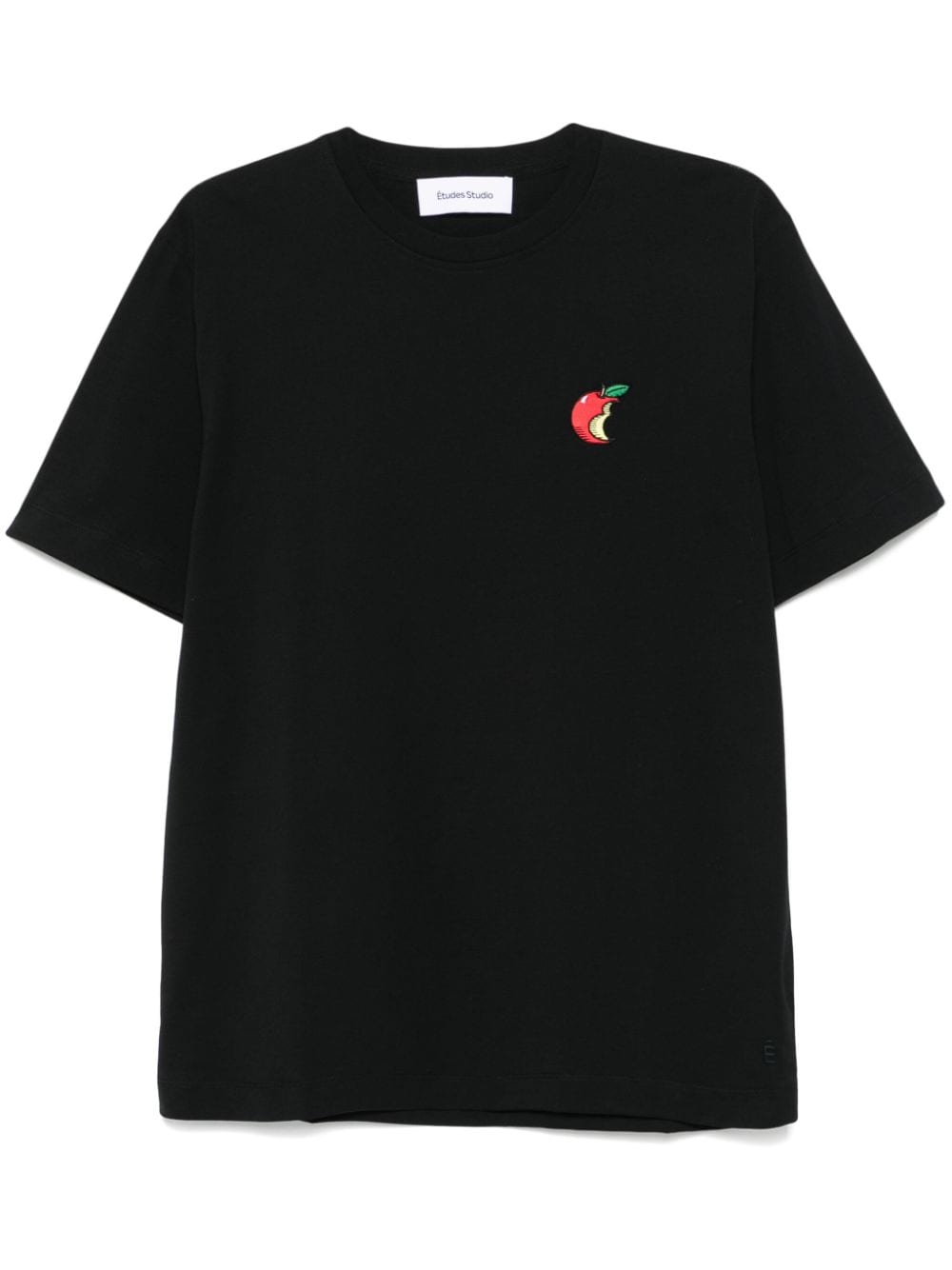 Embroidered-apple T-shirt - Black