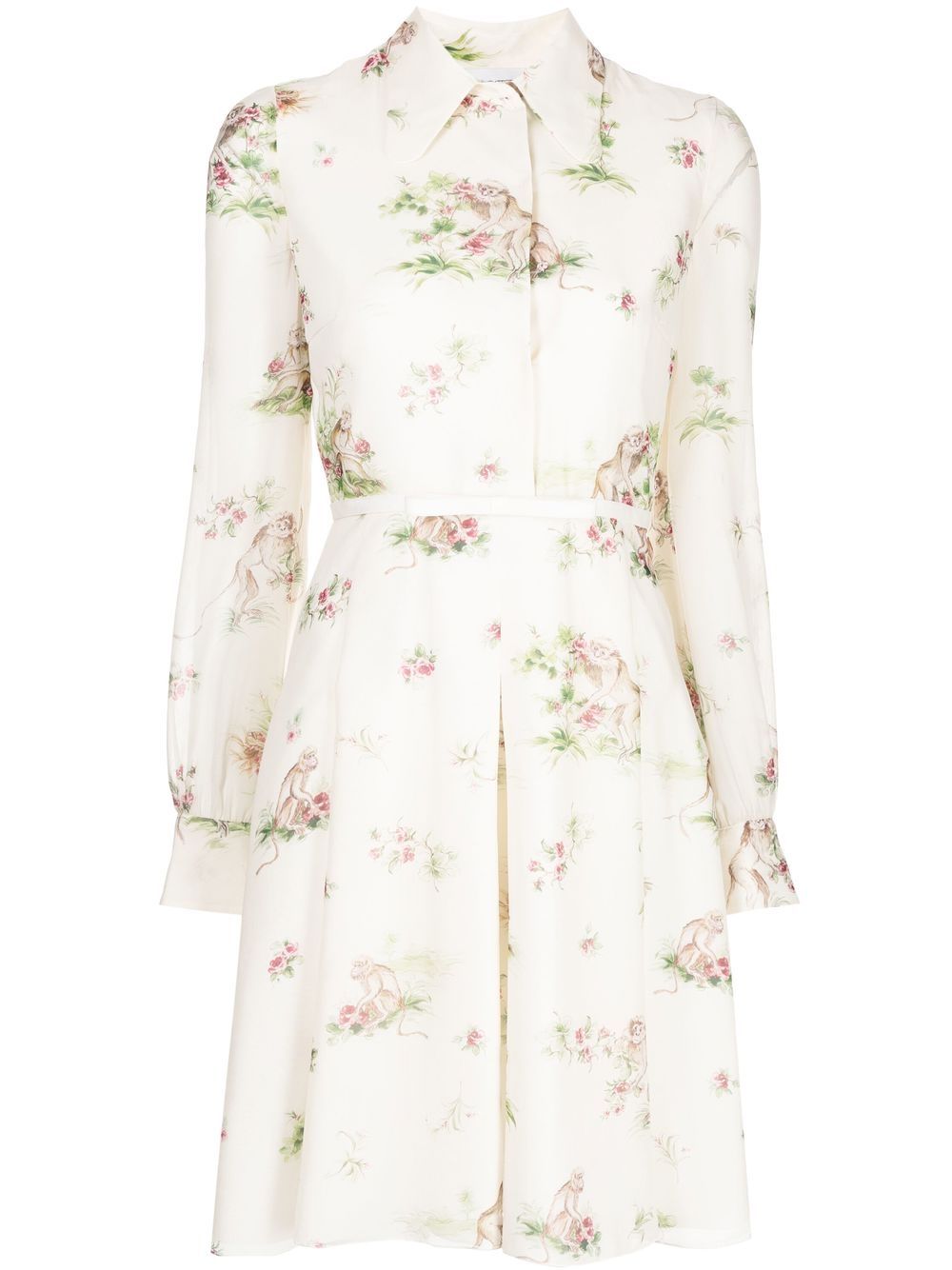 Floral-print silk dress - White
