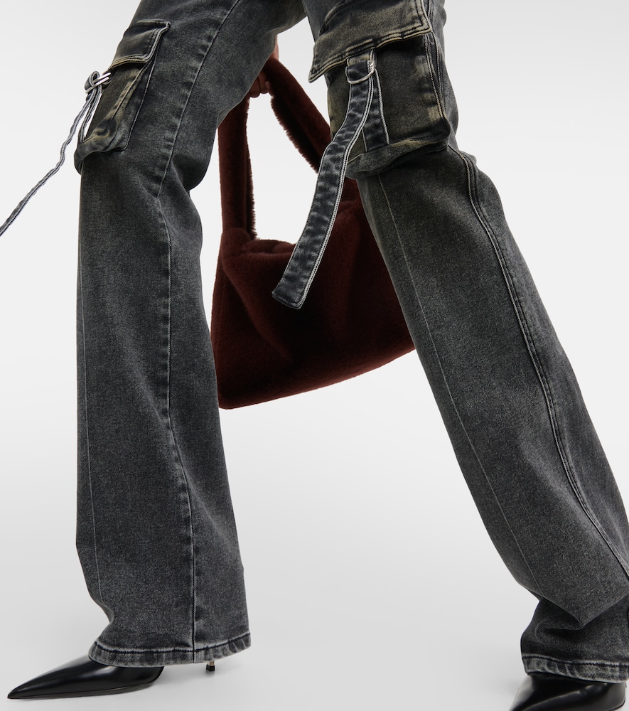 Low-rise denim cargo pants