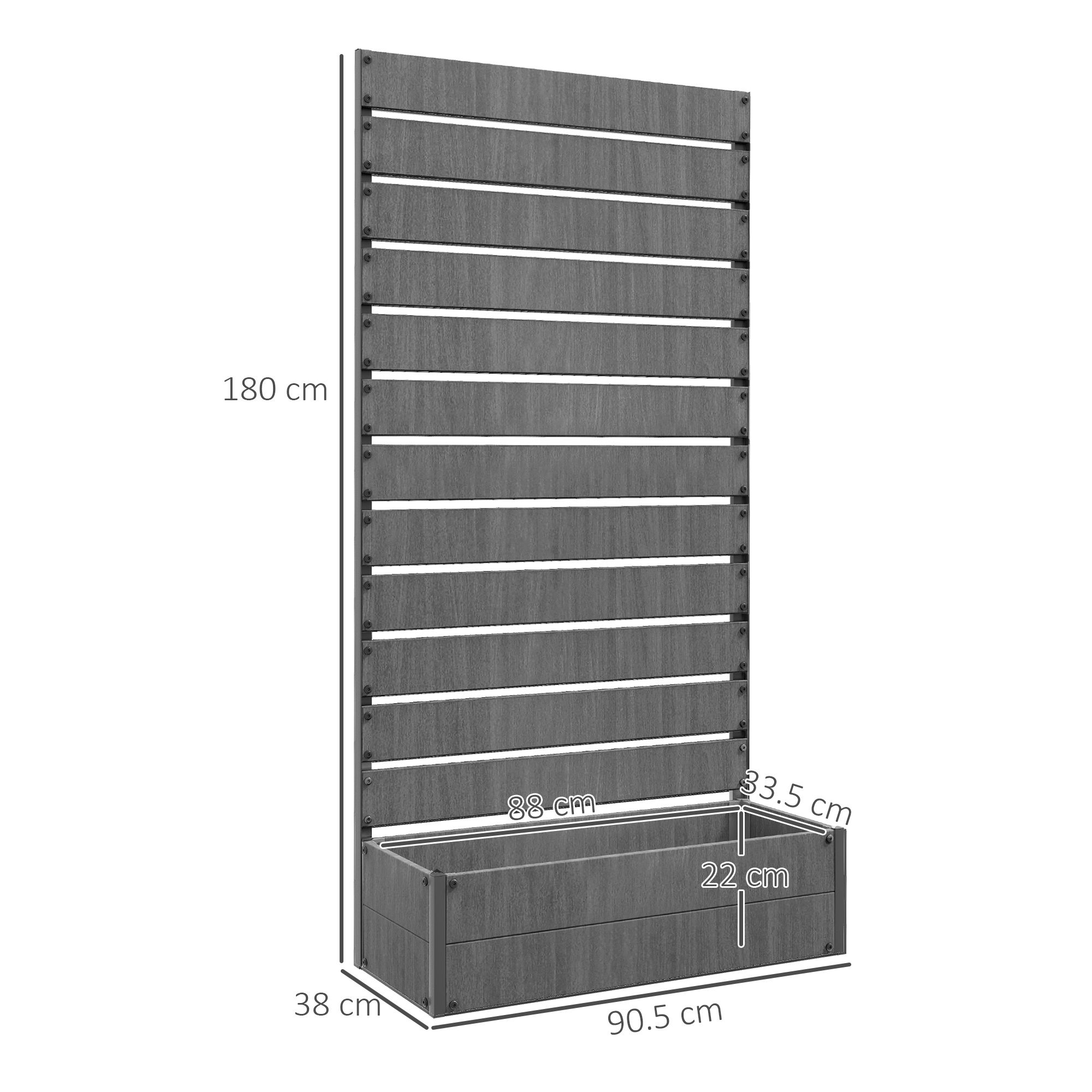 Outsunny Raised Garden Bed With Trellis Standing Patio Planter Box In Dark Grey