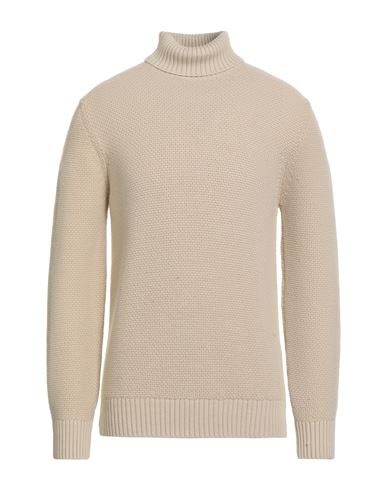 Man Turtleneck Beige Size L Virgin Wool