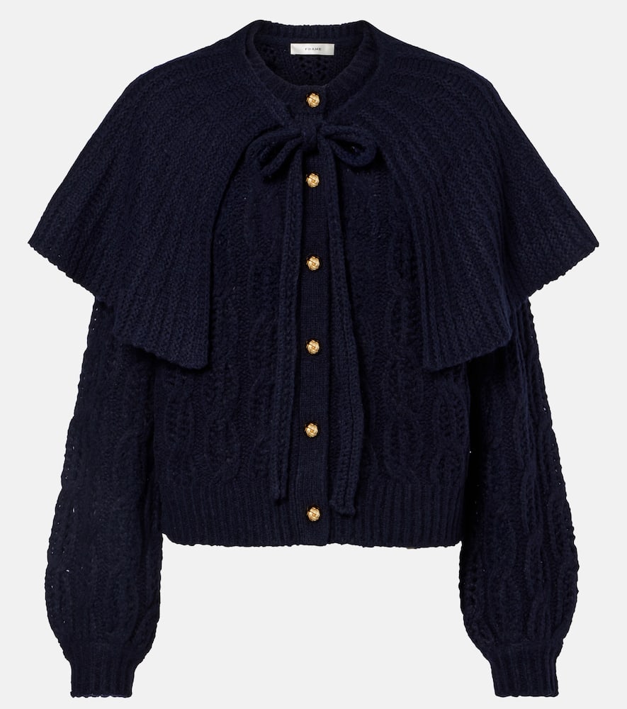 Caped wool-blend cardigan