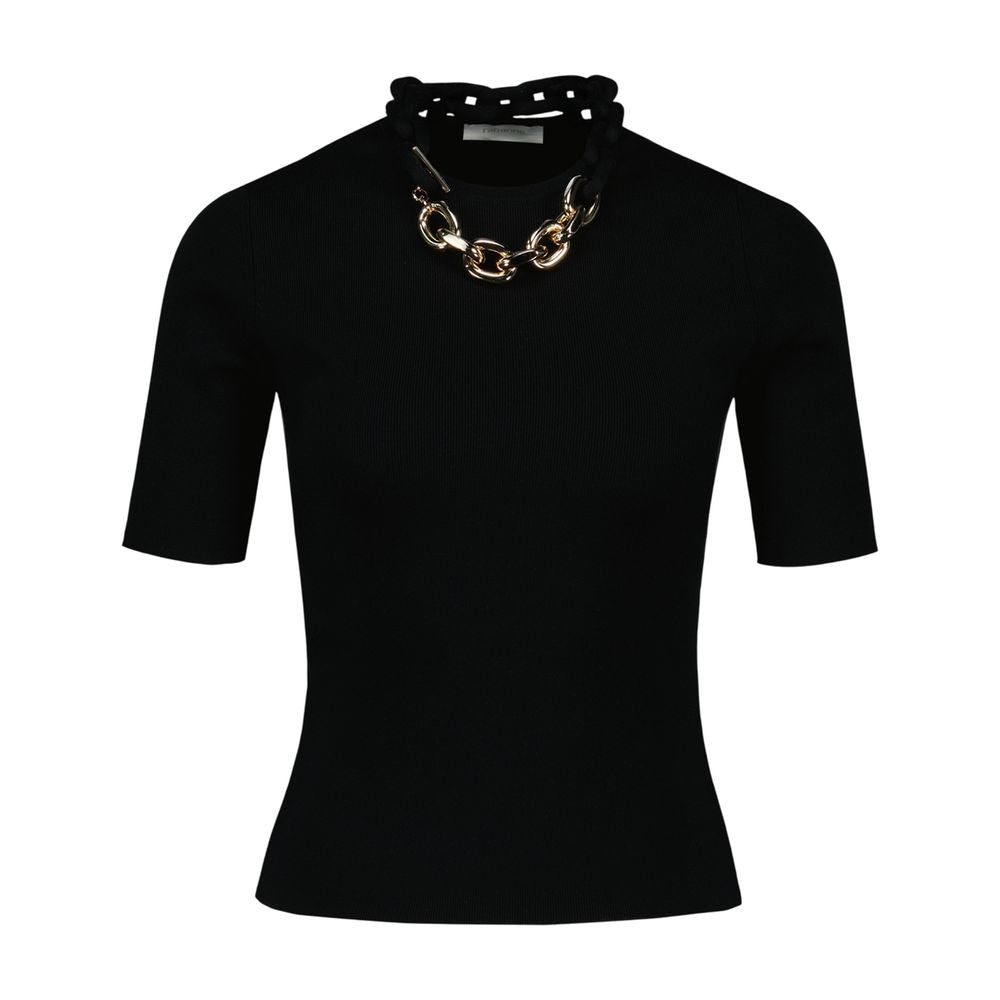Chain-Detailed Cotton Cardigan — Black