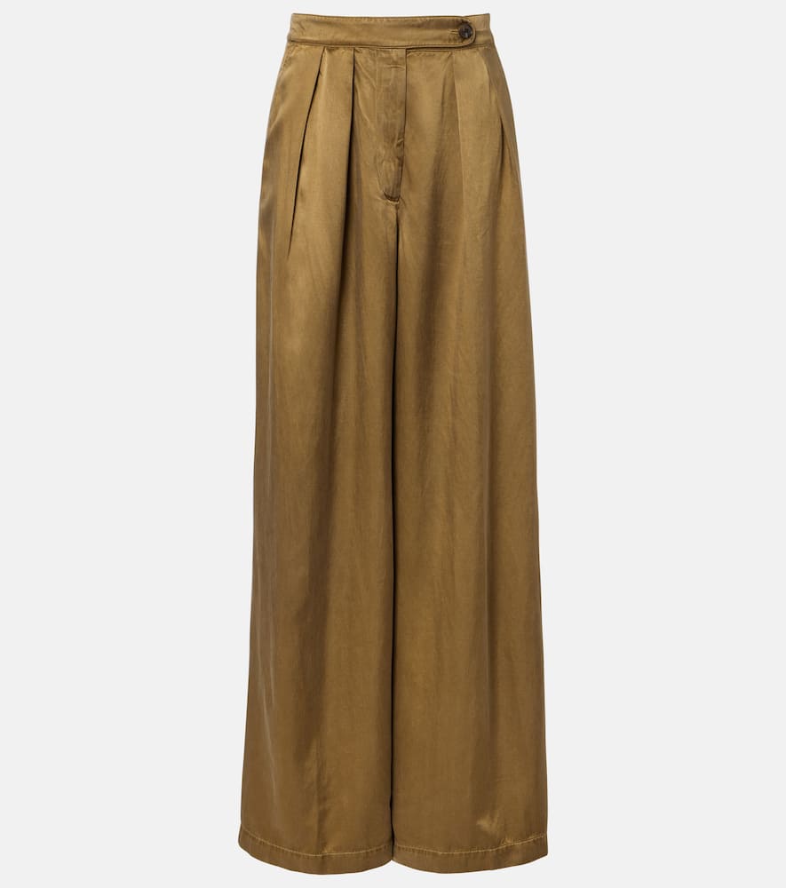 Pleated high-rise wide-leg pants