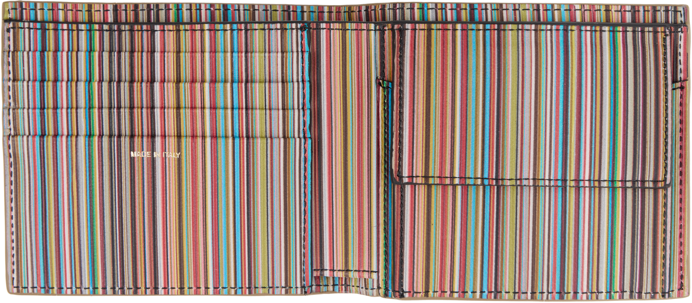 Brown Leather 'Signature Stripe' Interior Billfold Coin Wallet