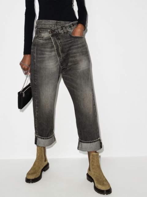 Stonewashed straight-leg jeans
