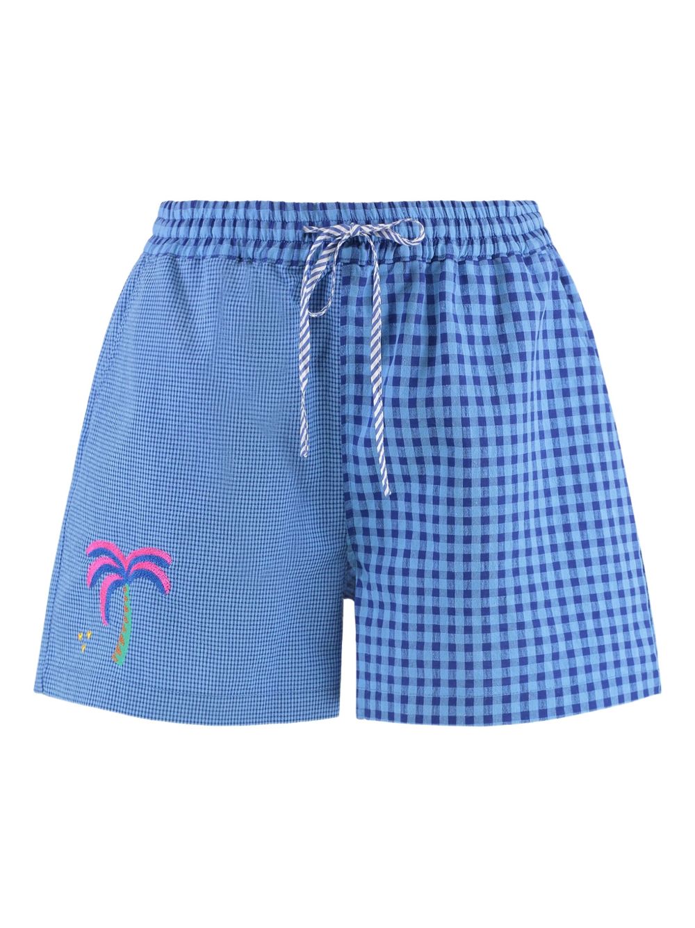 Checked embroidered-motif shorts - Blue
