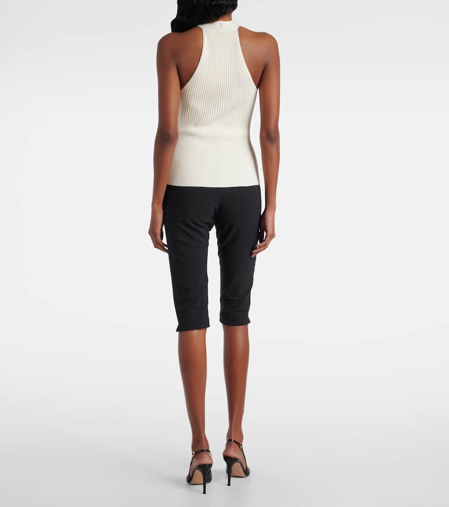 Andrea ribbed-knit halterneck top