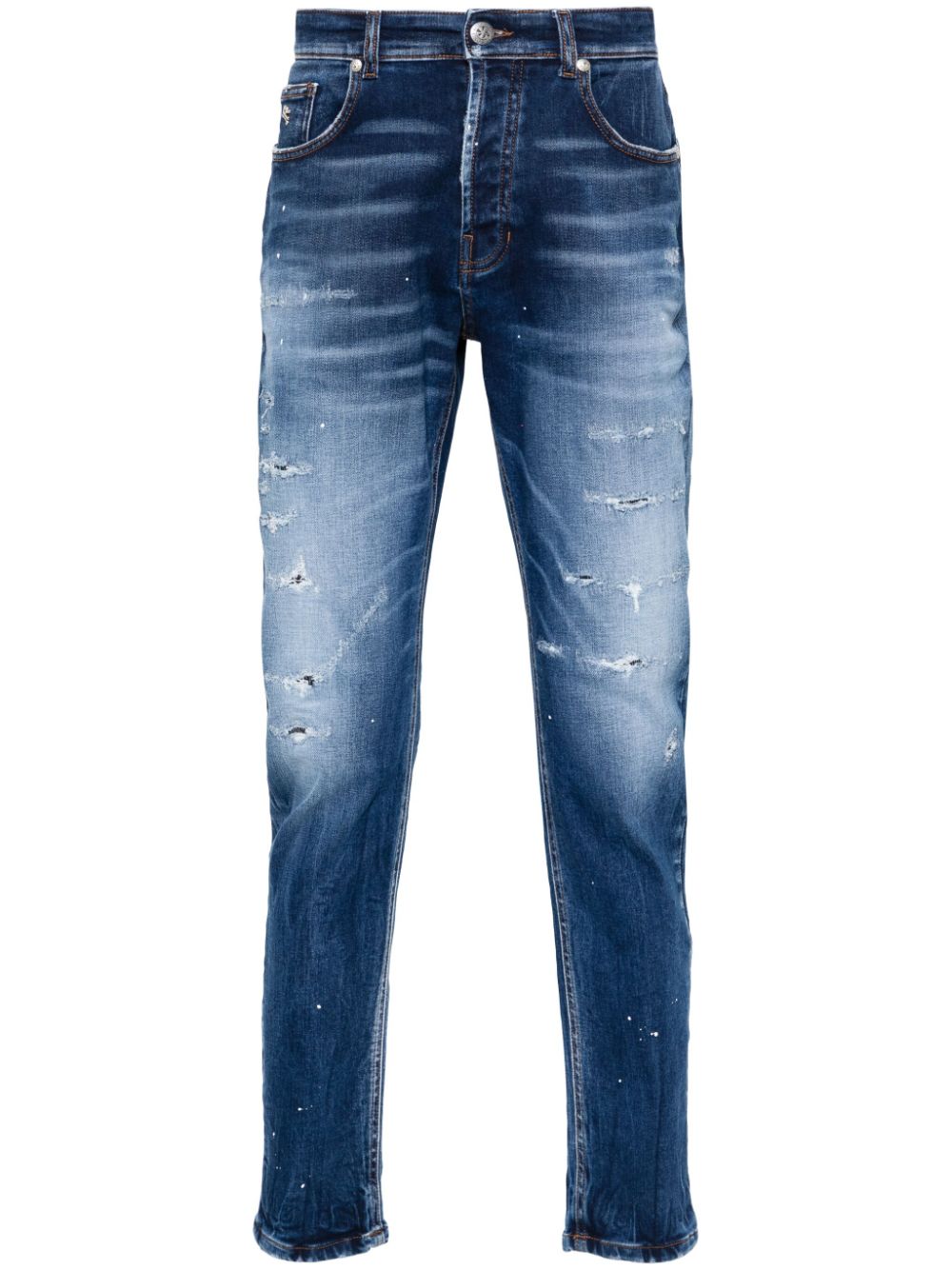 Logo-plaque slim-leg jeans - Blue