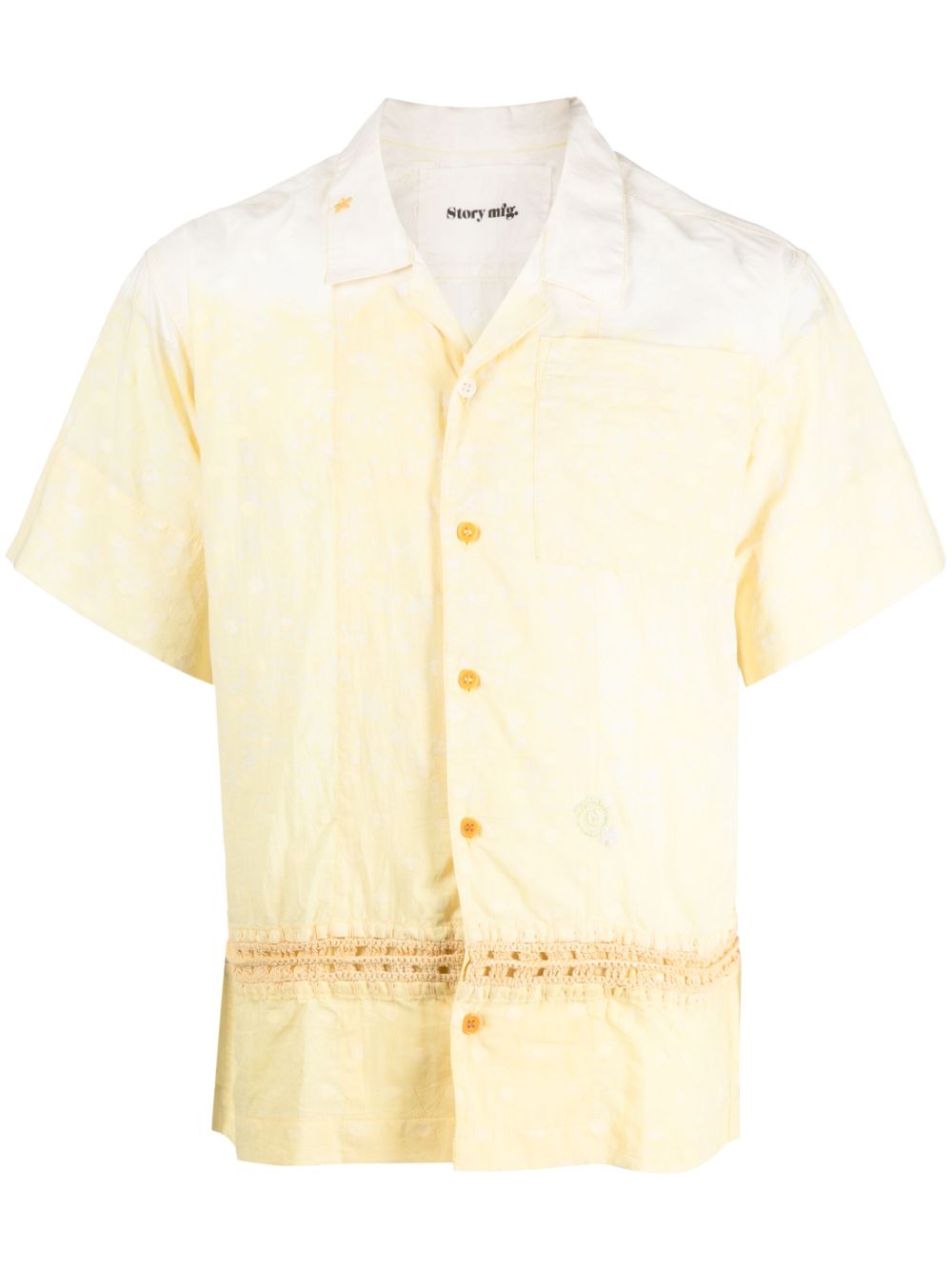 Crochet-knit short-sleeved shirt - Yellow