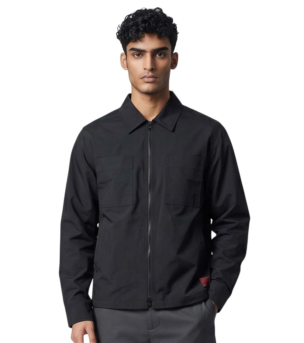Black Shirt Collar Jacket