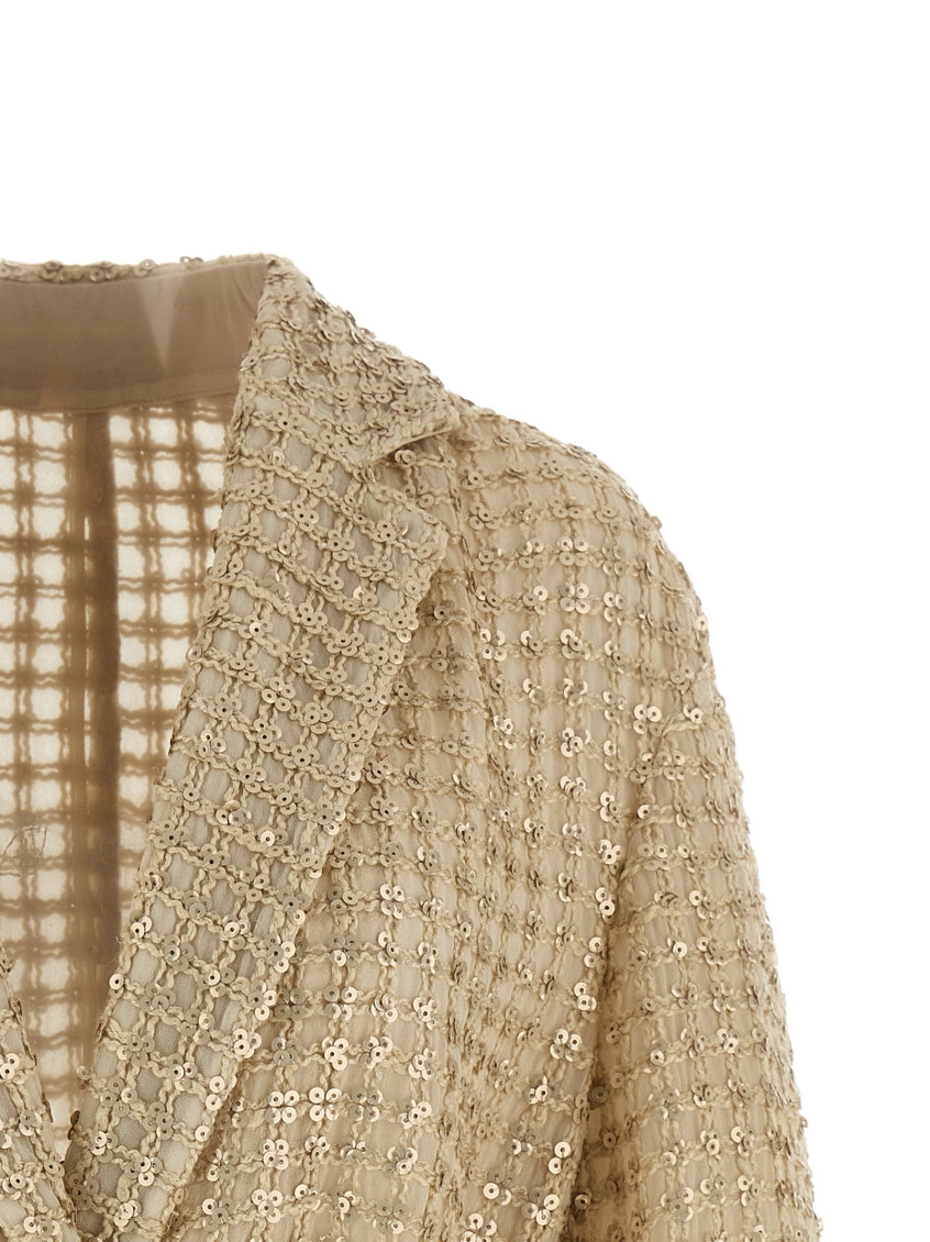 Dazzling Net-embroidery Silk Blazer
