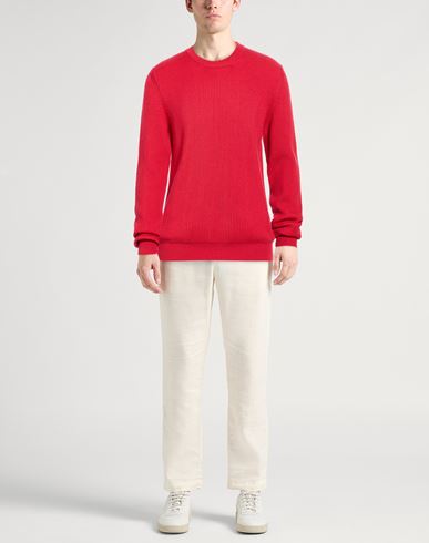 Man Sweater Tomato red Size 40 Merino Wool