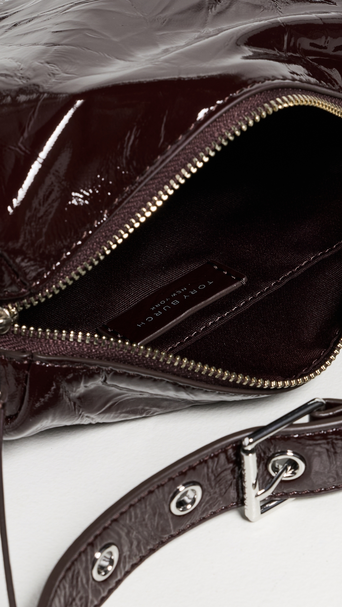 Perry Patent Voyager Shoulder Bag Deep Burgundy One Size