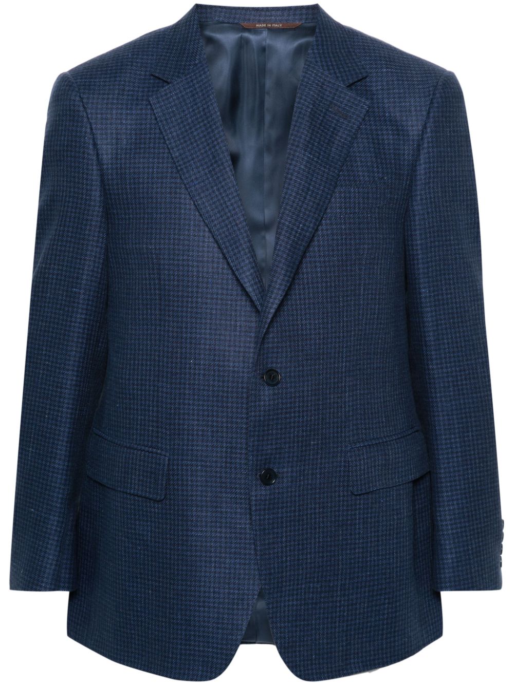Houndstooth linen-blend blazer - Blue