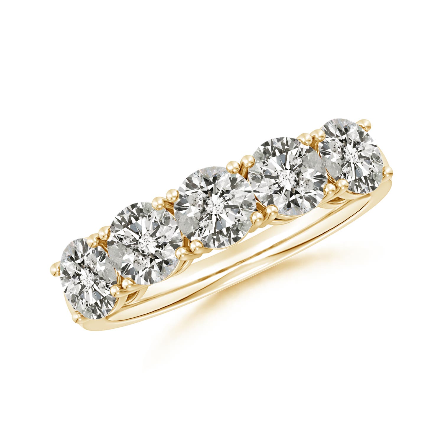 Angara 2.35 Carats Prong-Set Round Diamond Five Stone Wedding Ring in 18K Yellow Gold