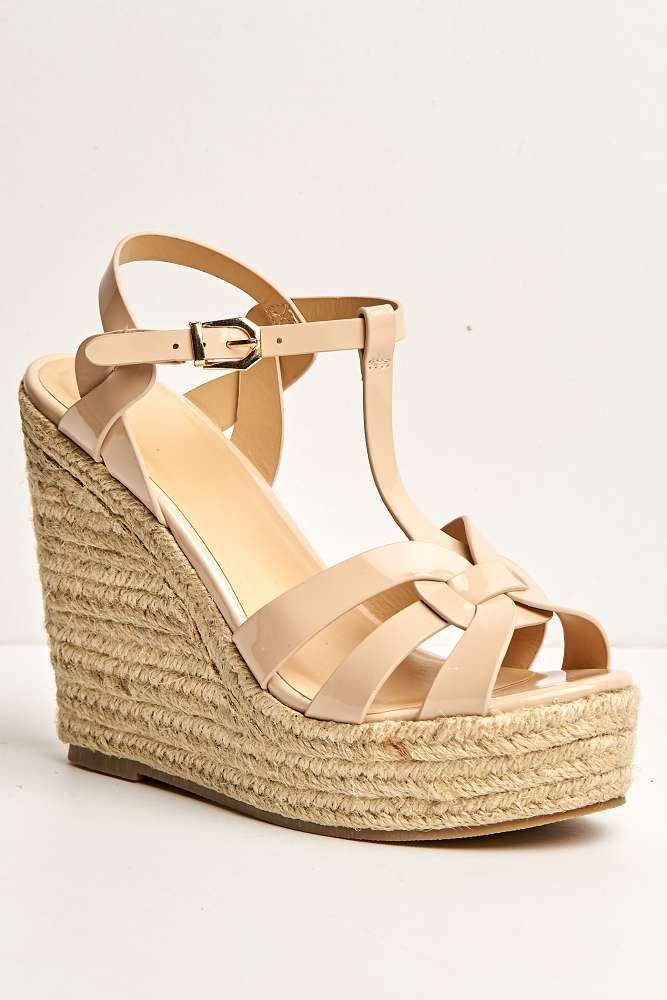 Miss Diva Women's Selene Anklestrap Open Toe Wedge Sandals in Nude