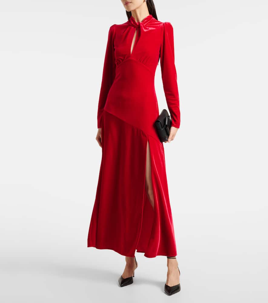 Velvet jersey midi dress