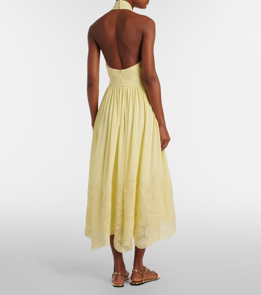 Halterneck silk-blend midi dress