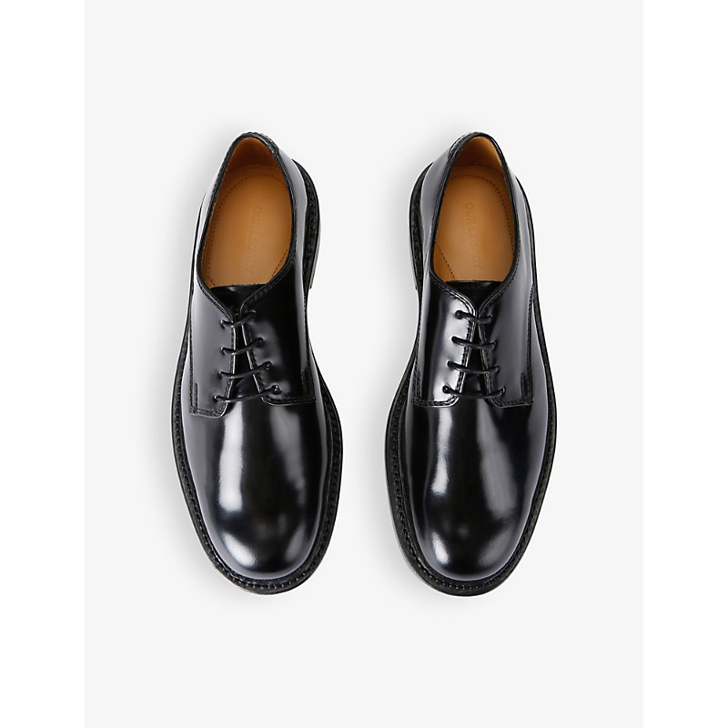 Mens Black Uniform Parade Leather Derby Shoes